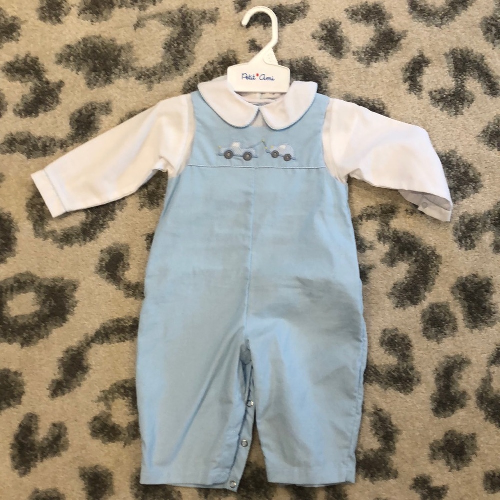 Petit Ami Tow Truck Romper NWOT
